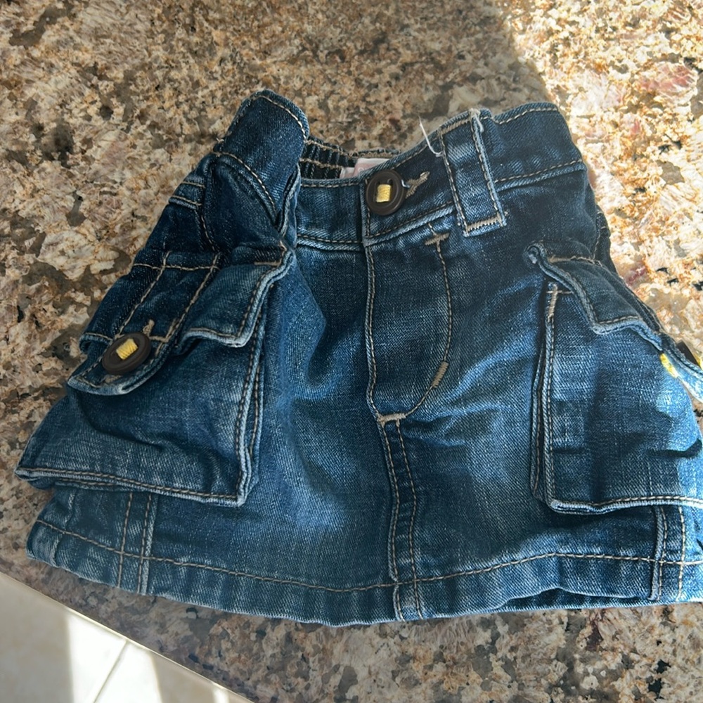 6-12 month girls cargo denim mini skirt old navy new